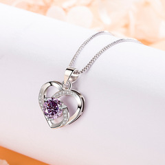 2022 New Silver-Plated Heart Pendant with Diamond Setting, Simple and Fashionable, Elegant Necklace Charm, Dropshipping One Piece