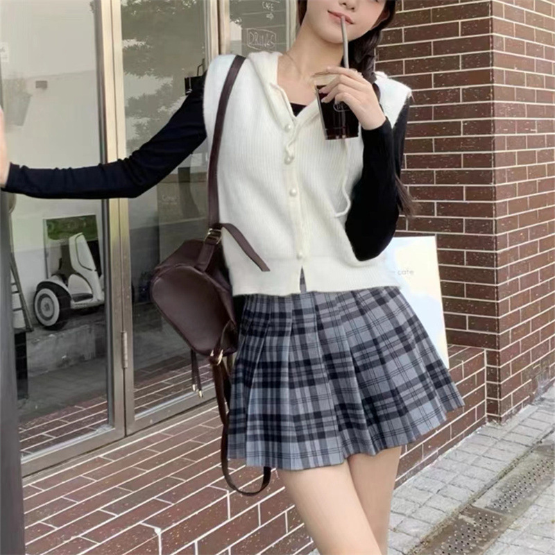 24 invierno Puyuan chaleco de punto para mujeres de principios de otoño chaleco sin mangas coreano corto cardigan con sombrero image 7