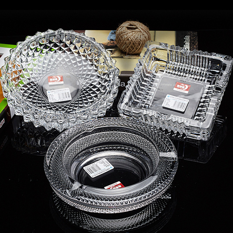 Manzana verde transparente diamante cigarrillos cenicero KTV hotel casero cuadrado cenicero de vidrio redondo al por mayor