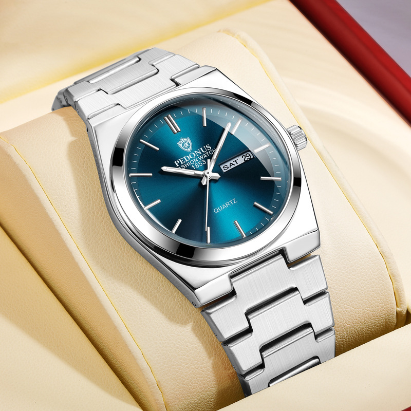 New Dual Calendar Men's Watch, High-End Wholesale Stainless Steel Luminous Cross-Border Men's Watch