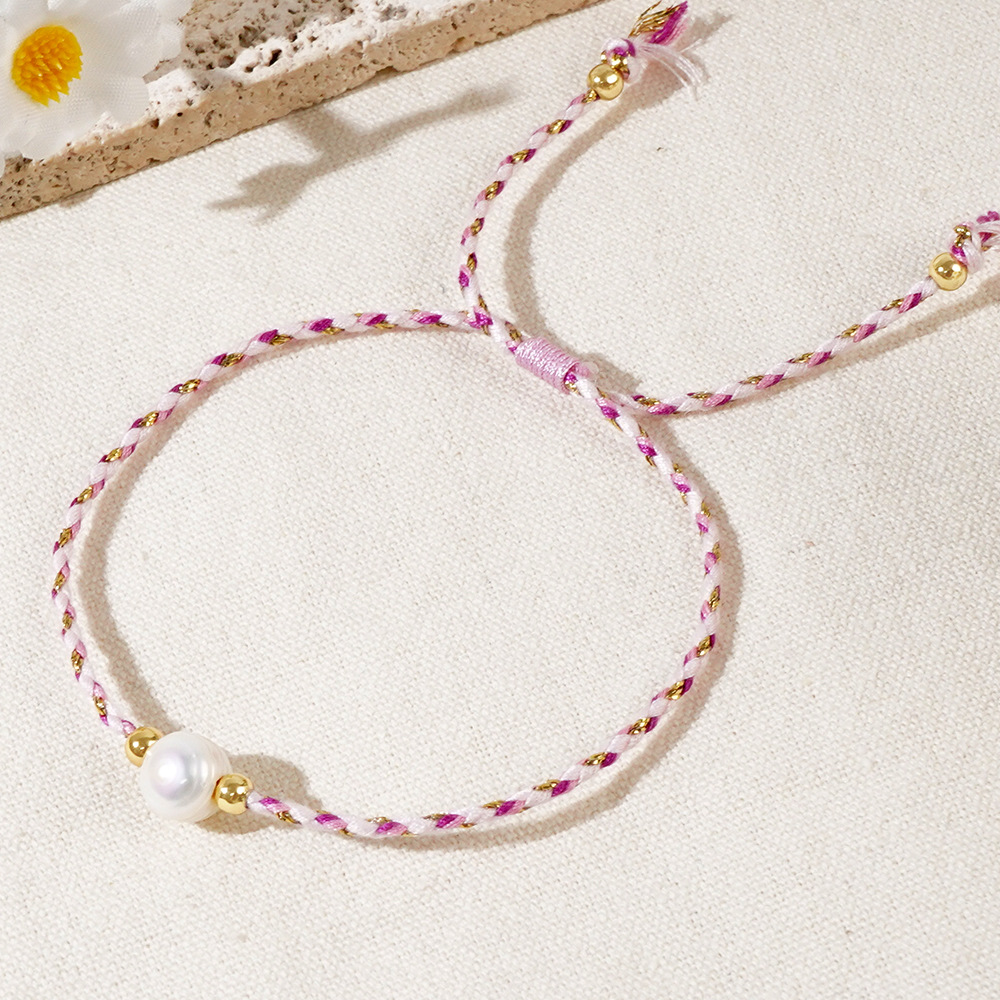 Geometric Casual Bohemian Imitation Pearl Rope Copper Bracelets Wholesale display picture 6