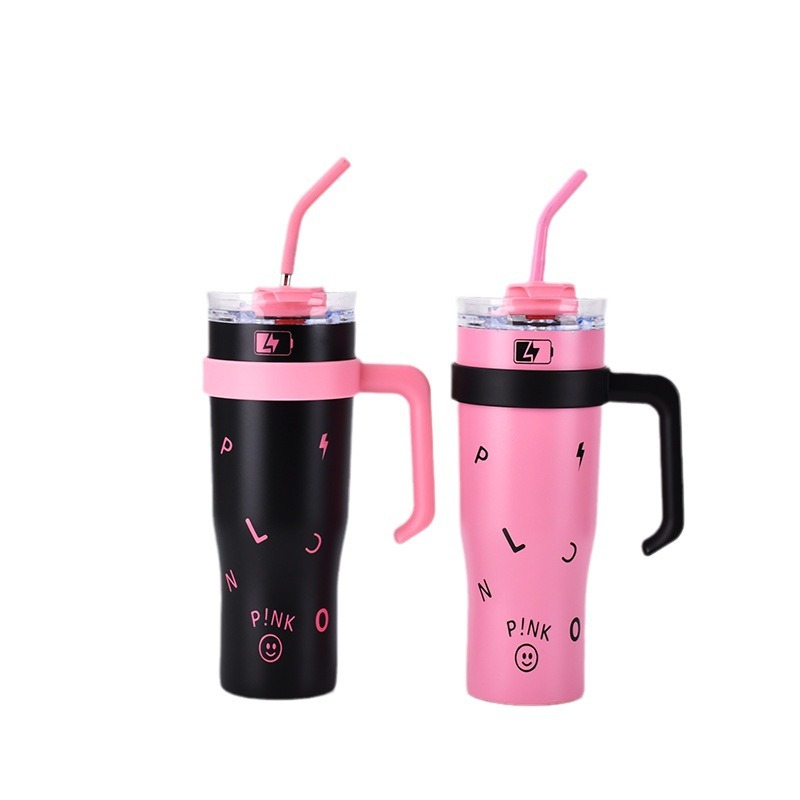 BLACKPINK Big Mac 40oz taza de helado chica de aspecto alto mango taza de paja coche portátil taza de coche