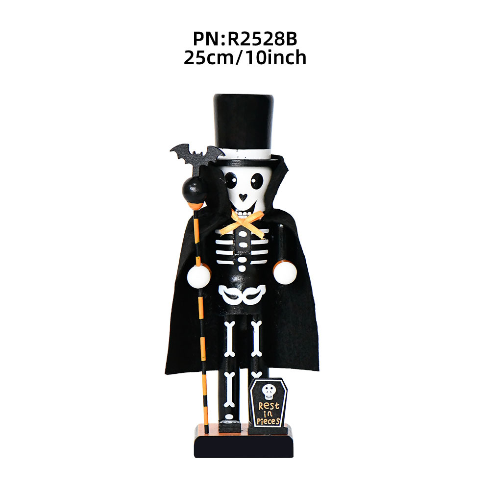 Nuevos productos 25cm Halloween muñecas cascanueces hombre calavera bruja transfronteriza horrores atmósfera al por mayor