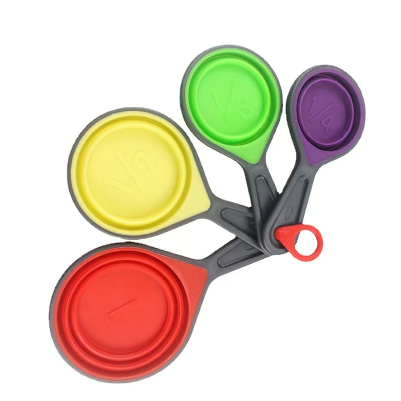 4pcs 혼합 색상 접이식 측정 컵