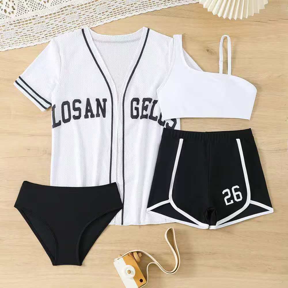 2026 New Foreign Trade Amazon European and American Sexy Medium and Large Children's Four-Piece Split Bikini Swimsuit Manufacturer Wholesale