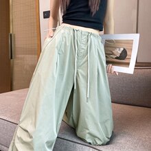 实拍速干工装裤女2026夏季薄款高腰宽松速干裤两穿哈伦运动裤