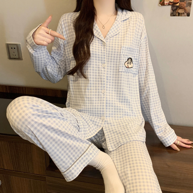 女性用パジャマ、秋の長袖セット、新しいお祝い干支年、かわいい漫画、甘いホームウェア、実物写真、卸売|undefined