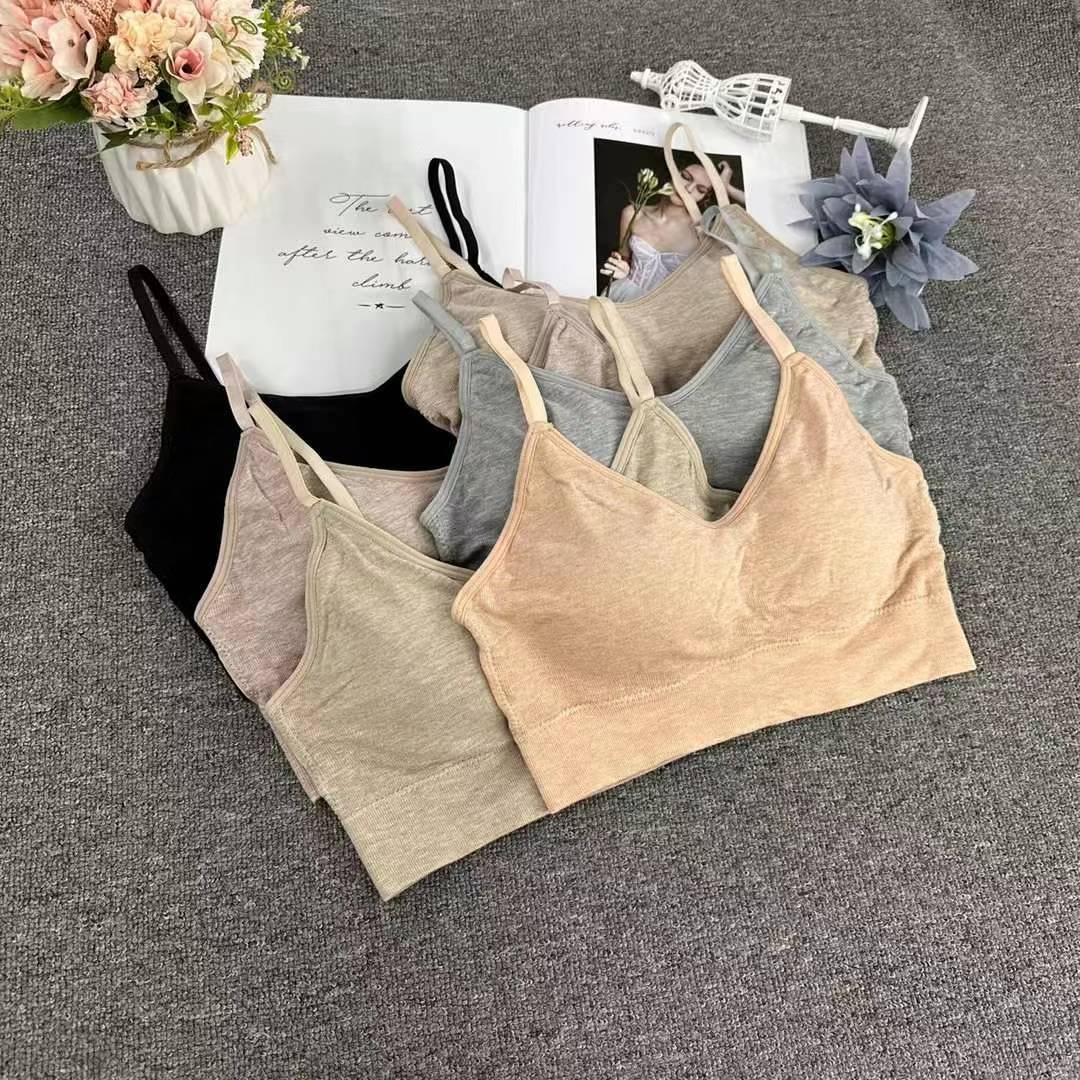 Nueva taza fija sin costuras hermosa espalda sin anillo de acero ropa interior chaleco chaleco cómodo ropa interior damas base sostén al por mayor