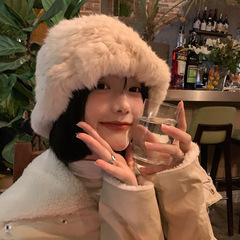 毛絨帽女秋冬季韓版新款保暖兔毛帽日系大頭圍顯臉小毛茸茸帽子潮