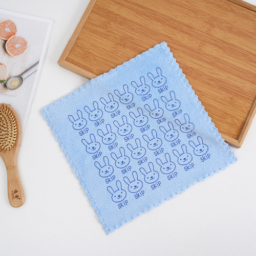 Coral velvet printed towel square scarf water-absorbent no shedding car cleaning towel gas station company gift with logo available