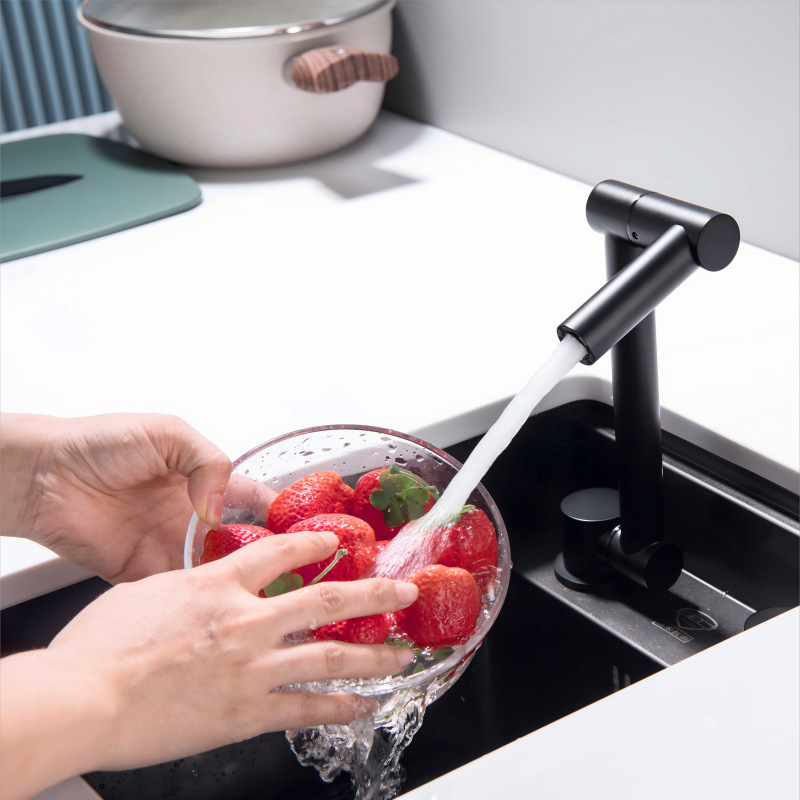 Cross-border 304 stainless steel folding hidden sink faucet folding inner window small single slot bar hot and cold faucet