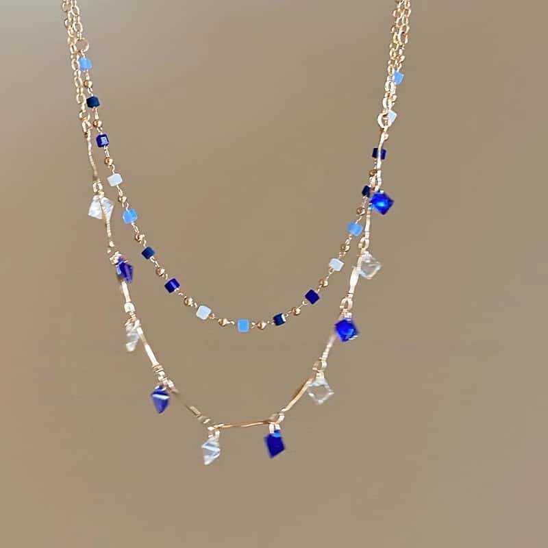 Collier superposé minimaliste avec chaînes délicates pour femme_voghion.com