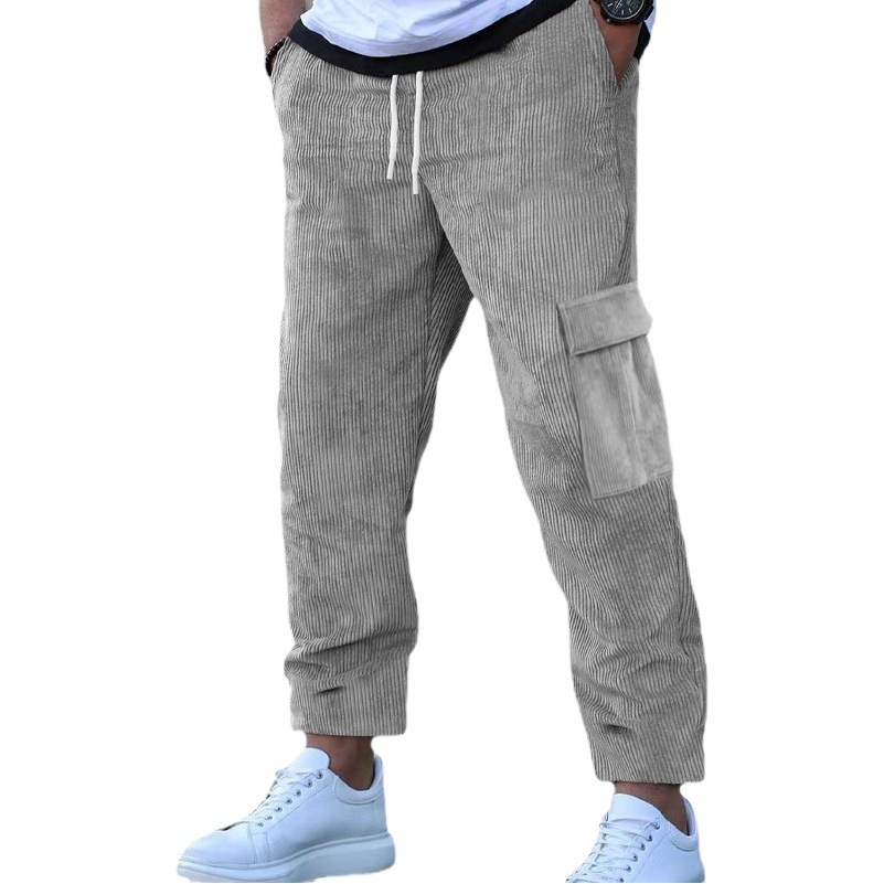 Comercio exterior Pantalones de pana para hombres Pantalones deportivos de color sólido pantalones casuales delgados de múltiples bolsillos rectos sueltos para hombres Otoño e Invierno