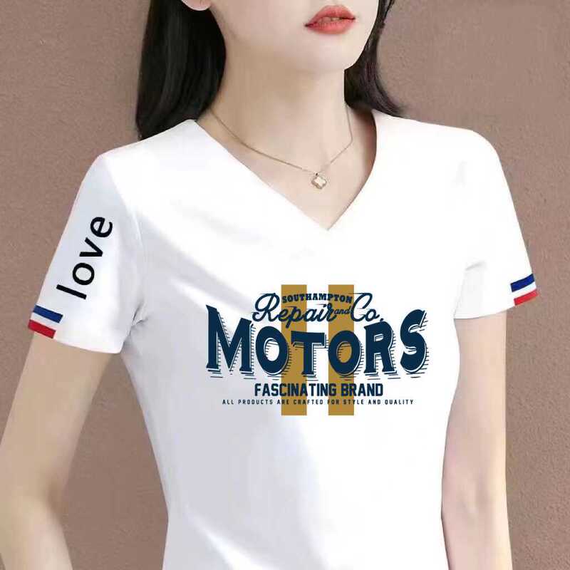 Clearance Foreign Trade Short-sleeved T-shirt Women's Summer Loose plus size Women's V-neck Half-sleeved T-shirt Top Trendy Base Shirt