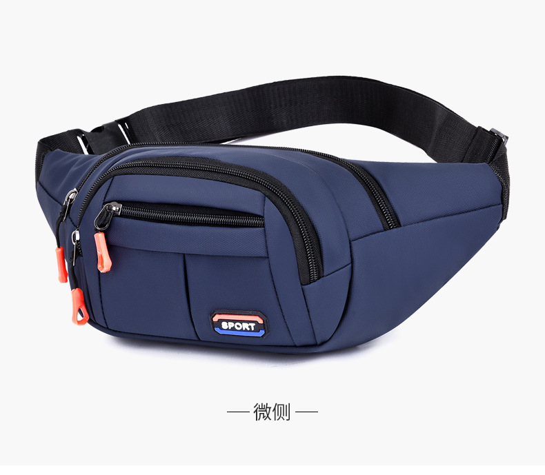 New leather waterproof waist bag for men, casual, simple and large-capacity cash register change crossbody bag, retro sporty chest bag undefined