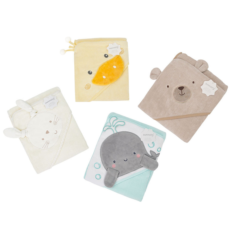 Newborn Pure Cotton Cartoon Hooded Bath Towel Sunnozy Strong Water Absorption Cute Baby Bath Hooded Towel Cape