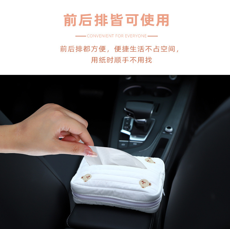 Cartoon Fabric Car Tissue Box Car Seat Back-Mounted Tissue Box Multi-Functional Car Interior Supplies DIY