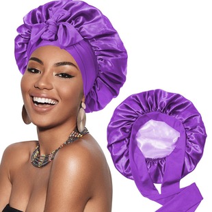 Cross-border Hot Sell Latin Ribbon Round Hat Bow Imitation Silk Beauty Hair Care Wide-brimmed Hat Children's Turban Nightcap