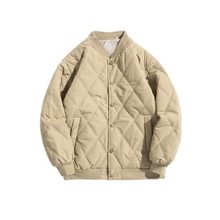 工厂直销冬季日系cityboy绣标菱形格棉服青少年男潮复古棒球棉衣