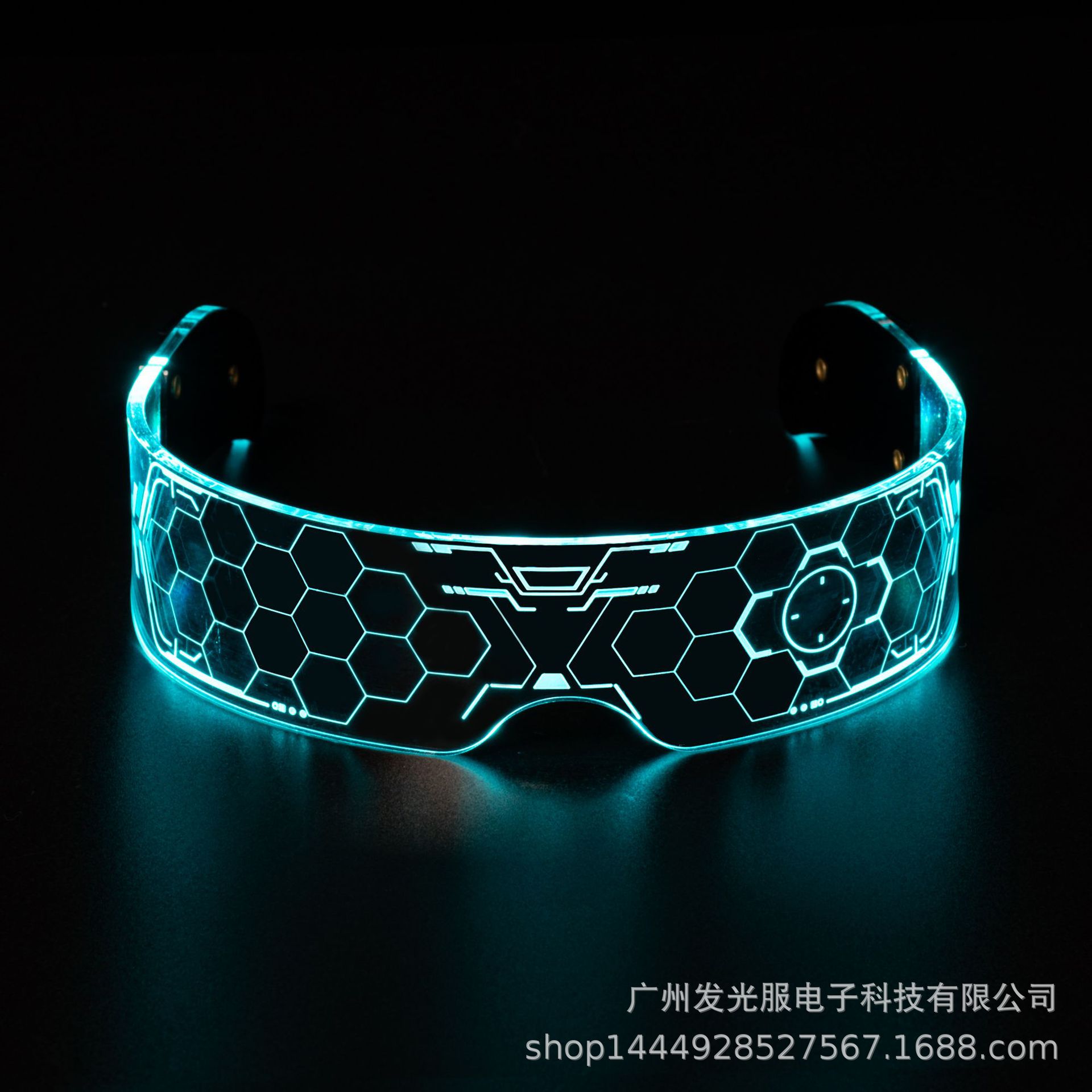 LED七彩发光科技眼镜酒吧蹦迪派对科幻蜂巢眼镜音乐节亚马逊跨境|ms
