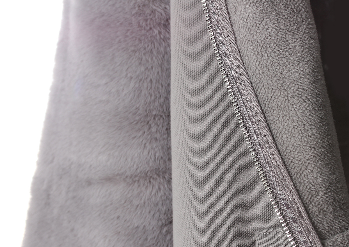 Winter Hooded Fleece lined Furry Sleeves Sweatshirt Women Idle Casual Loose Sleeve Length Cardigan Outerwear Top