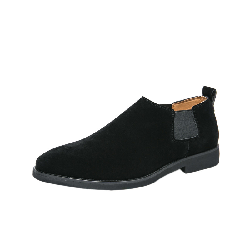 Zapatos de cuero simples transfronterizos de talla grande para hombres 2025 otoño e invierno nuevos zapatos de guisantes perezosos de cuero esmerilado para hombres