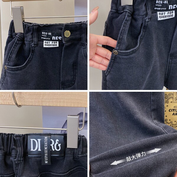 Black children's autumn jeans for boys
