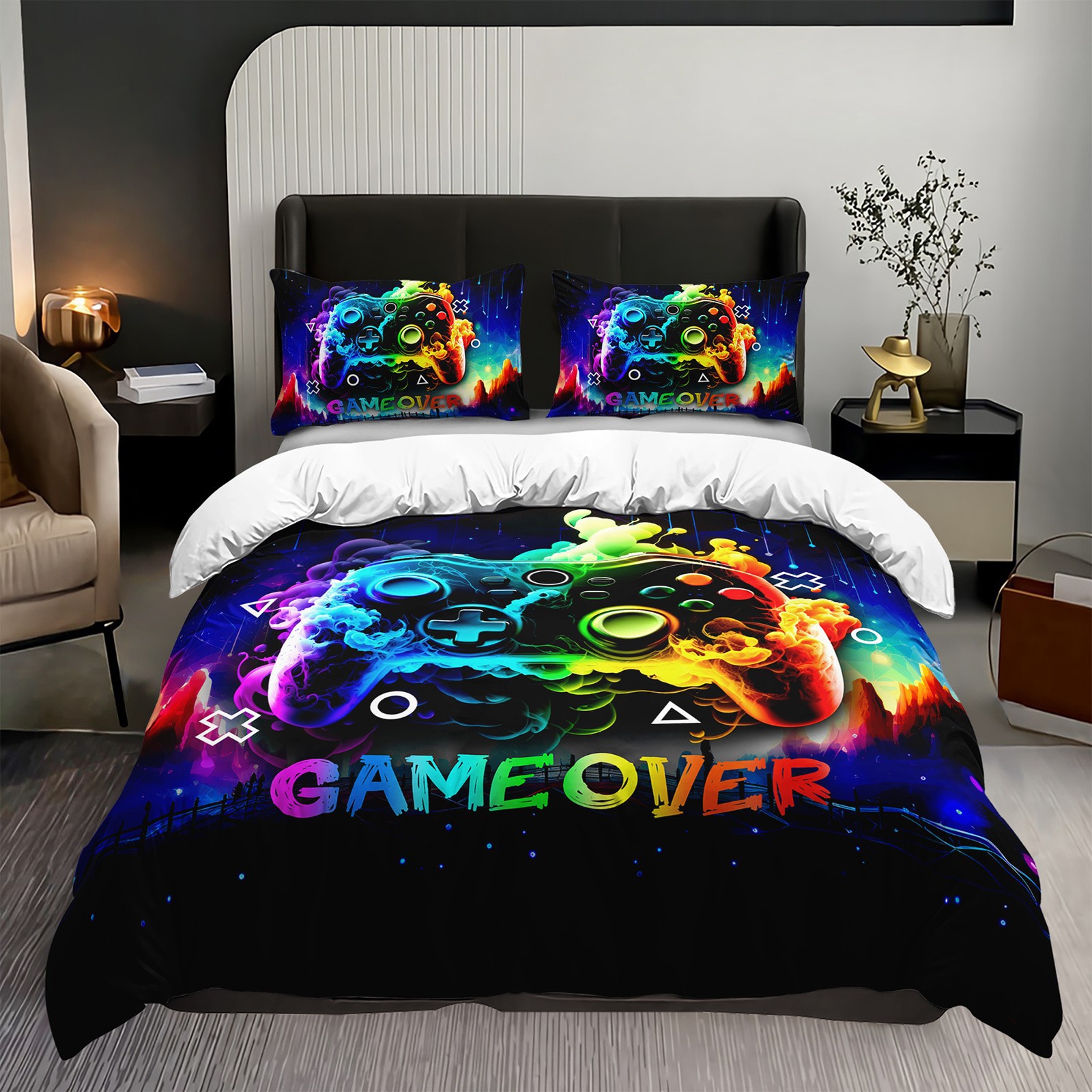 Textil doméstico transfronterizo molienda digital impresión quilt kit mango de juego fuente de fábrica graffiti llevar TEMU / JIT