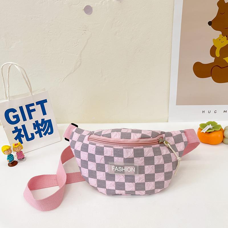 Nuevo estilo tablero de cuadros estilo occidental chico bolsa de mensajero de los niños de moda fresco bolsa de viaje pequeña mochila chica lienzo bolsa de pecho