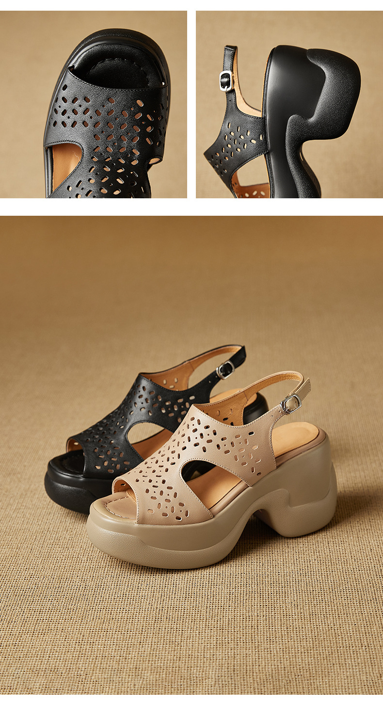 Sandal cao gót nữ quai ngang đế xuồng gót 9 cm — đen chi tiết 9