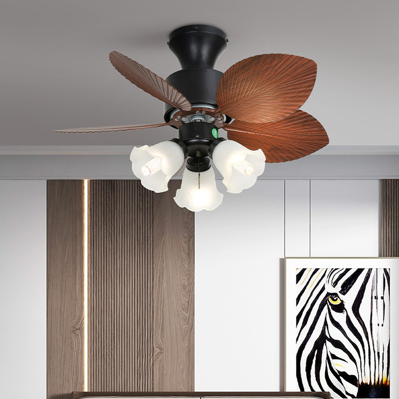 New Bedroom Antique Fan Lamp Home Simple Restaurant Room Ceiling Fan Lamp Intelligent Variable Frequency Silent Fan