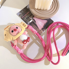 創意魚燒小海狸背夾斜跨加長繩手機鏈條通用手機殼側掛帶戶外掛脖