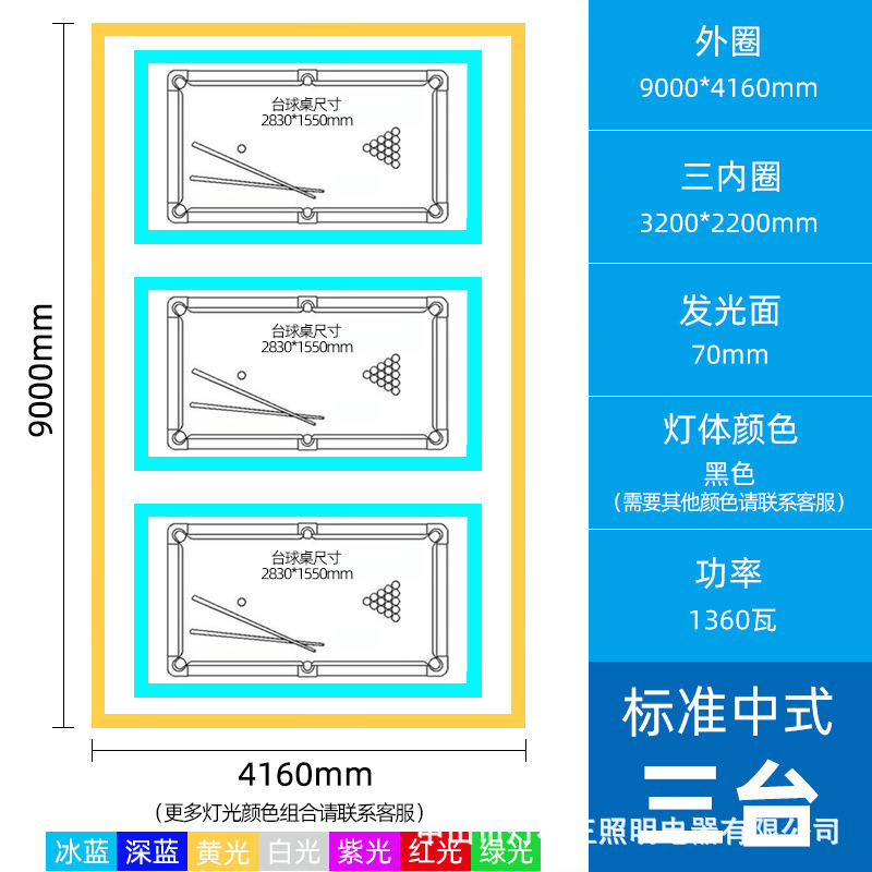 Luz ambiental para billar, lámpara colgante para billar, sala de billar, gimnasio, sala de baile, salón de billar, luz lineal personalizable