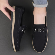 CKVUSAMG品牌正品一等品男士磨砂牛皮一脚蹬套脚商务休闲乐福鞋男