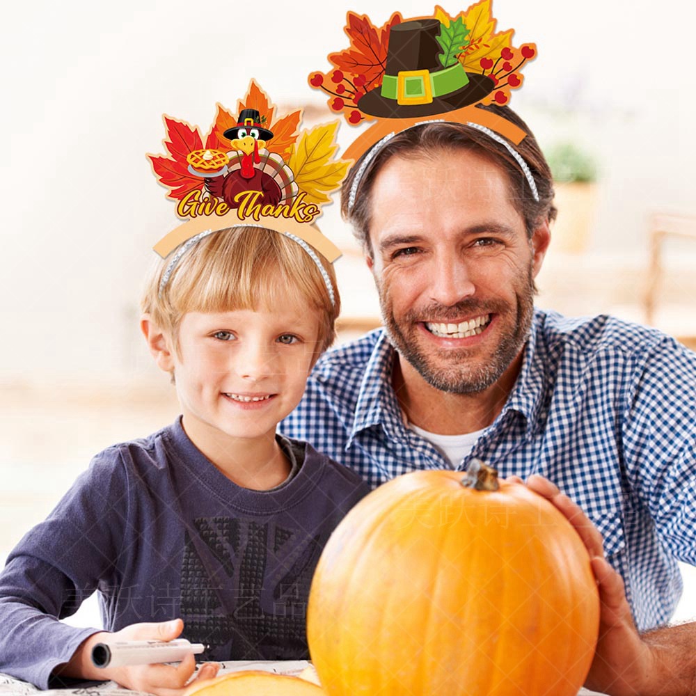Amazon Acción de Gracias decoración del partido Turquía accesorios para el cabello diadema fiesta de cumpleaños calabaza vestido divertido apoyos