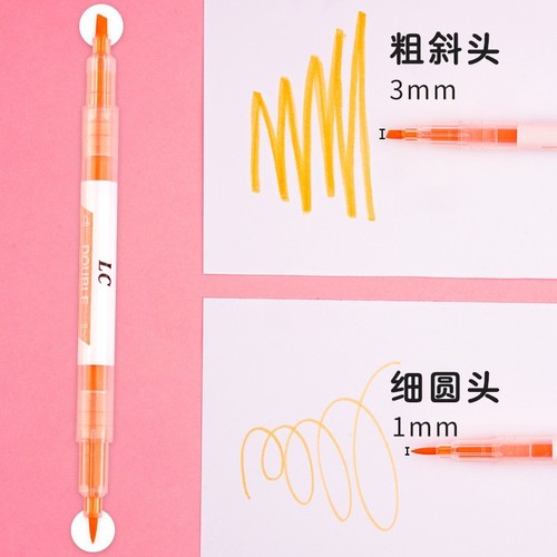 Dual-headed fluorescent highlighter, large capacity, quick-drying, colorful pen, designed for students to take notes, marking pen, journaling pen set, wholesale