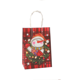 Christmas White Cowhide Gift Bag Snowman Creative Paper Bag Foreign Trade Cross-Border Gift Shop Ready-Made Handbag Wholesale