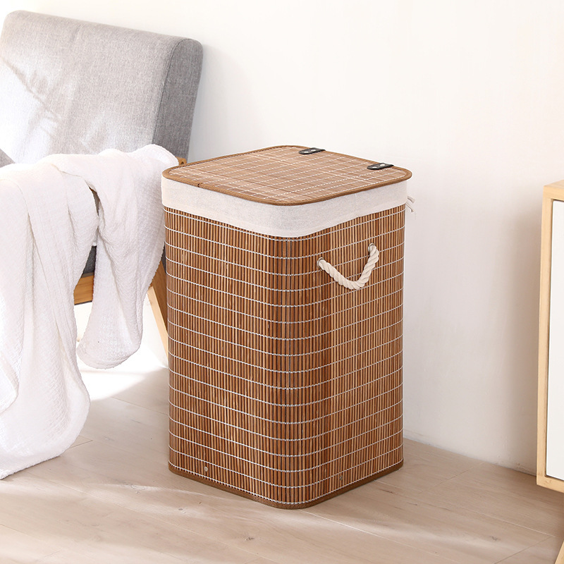 Wholesale Foldable Storage Bucket Home Bamboo Woven Dirty Clothes Storage Basket Bamboo Woven Hotel Homestay Folding Storage Basket 
