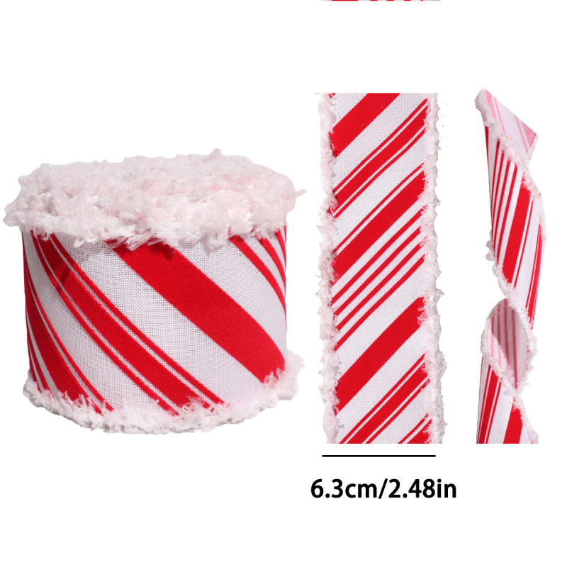 クロスボーダー新しいクリスマスベルベットエッジ模造リネンリボンクリスマスツリー DIY 装飾ホットスタンピングヘラジカリボンリボンギフト|undefined