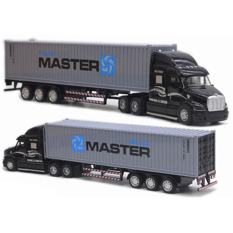 Alloy American Container Cross-Border Amazon 1:48 Heavy Truck Transport Container Truck Artificial Sound and Light Large Truck Model