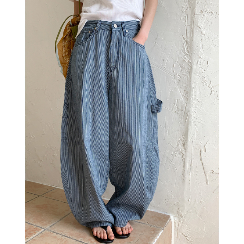 Korean Style Effortless Lazy Vibe｜These Striped Jeans Are so Comfortable That They Feel Like They'Re Attached to Your Skin!