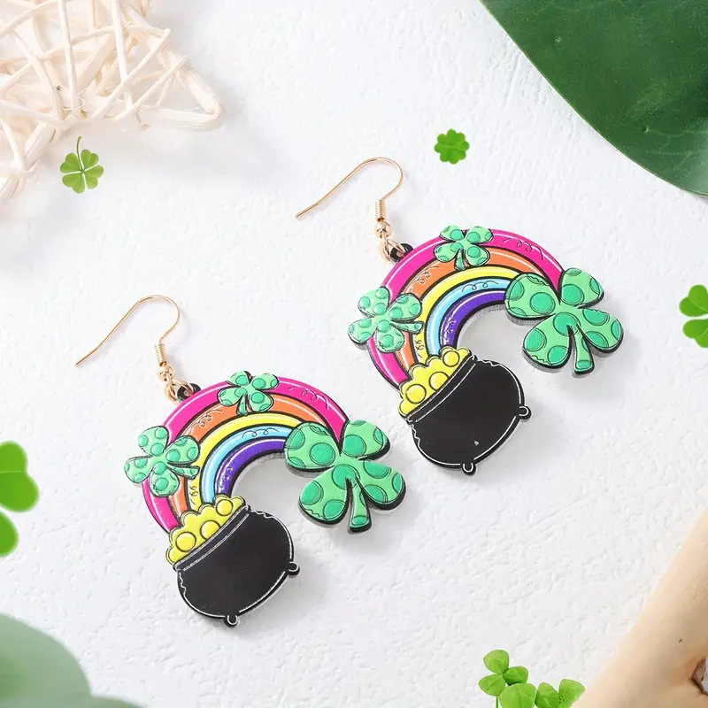 rainbow acrylic creative design earrings