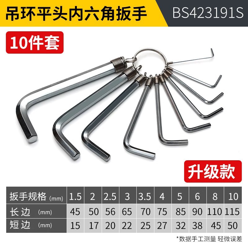 1.5-10mm Eye Bolt Flat Head Hex Socket 10-Piece Set (Upgraded Version) BS423191S