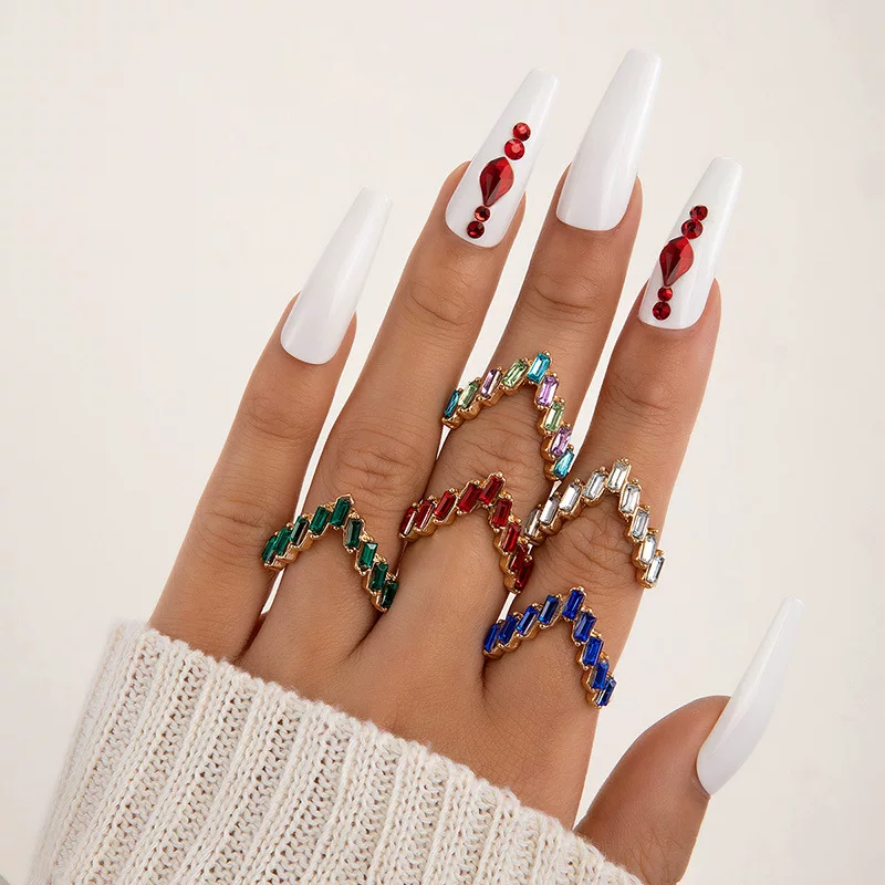Партия модное кольцо с gemstone с цирконом, градиент, европейский стиль
