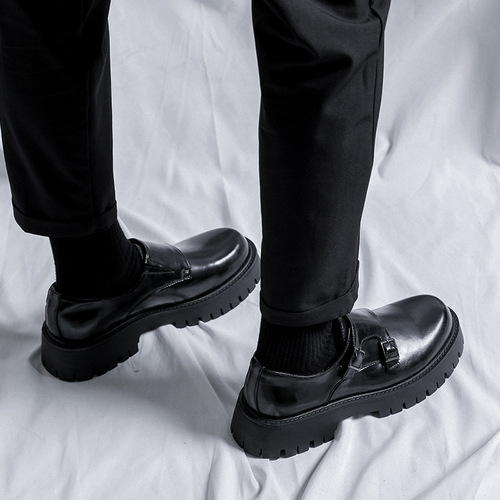 Extra large size foreign trade loafers, lazy one-on-one trendy thick-soled men's shoes 45 British style casual leather shoes 2138-R