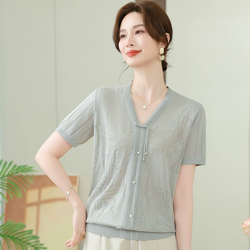 Мама летняя новая китайская рубашка в китайском стиле трикотажная футболка