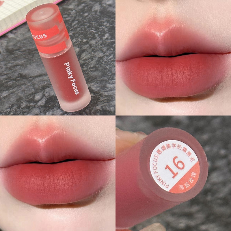 PinkyFocus粉雾哑光奶霜唇泥26色唇釉丝绒显色持久口红跨境唇彩女|undefined
