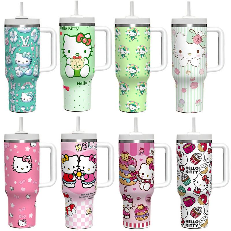 Amazon Cross-Border New 40oz Large Capacity Kt Cat Big Mac Ice Cup Double-Layer Vacuum Car Cup Wholesale