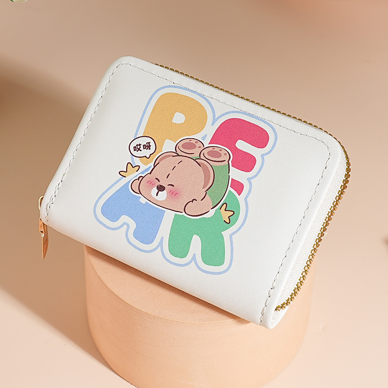 Nuevo lindo viento bolsa de tarjetas de cremallera bolsa de tarjetas para mujeres cartón de dibujos animados tarjeta bancaria bolsa de cambio de tarjeta de crédito