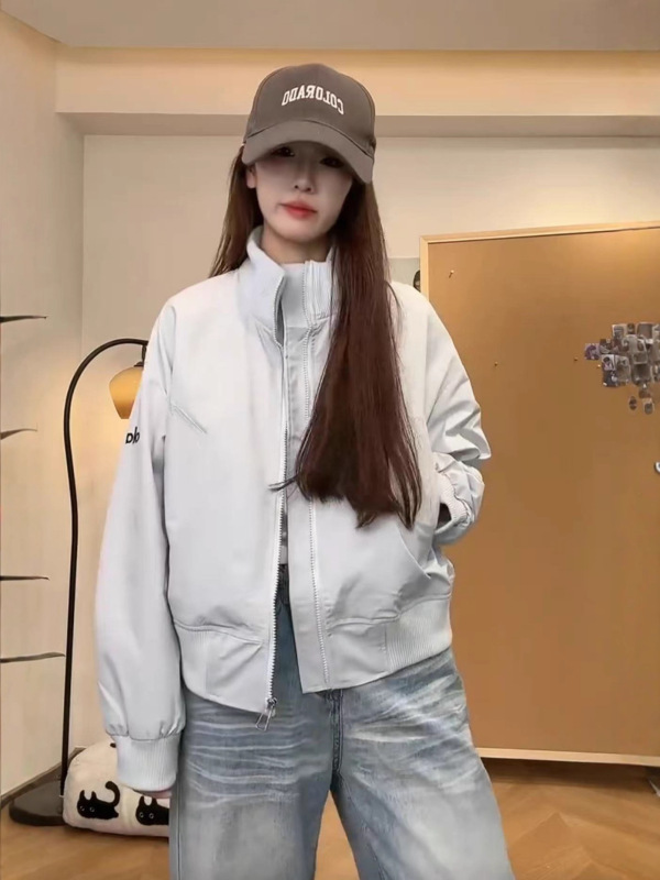 美式复古立领棒球服外套女2025秋季新款宽松小个子百搭夹克上衣潮|undefined